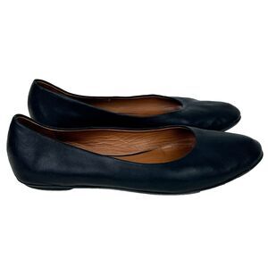 Aquatalia Black Full Leather Ballet Flats Made in Italy Classic Shoes Women's 8